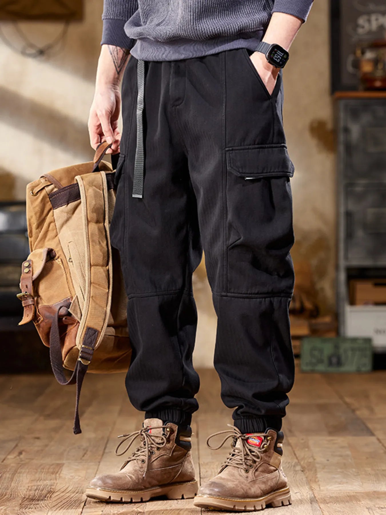 Men's Plus Size Casual Cargo Pants by Trendsi