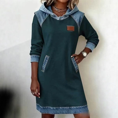 Best Seller Denim Color Matching Ladies Hoodie Skirt by DC-THE CEO