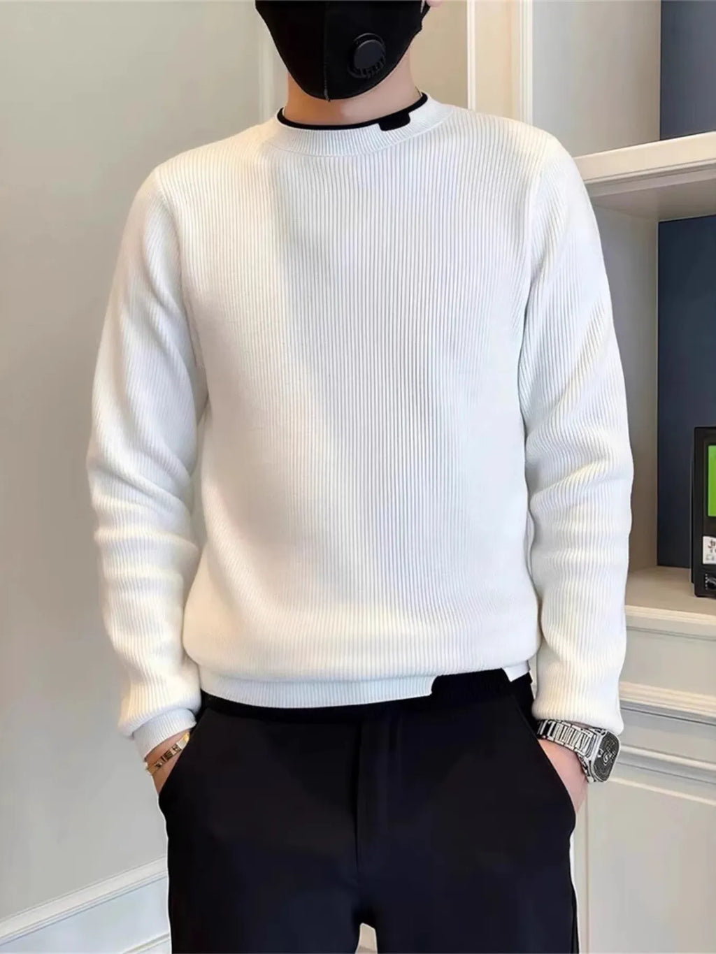 Men's Plus Size Slim Fit Ribbed Knit Top by Trendsi