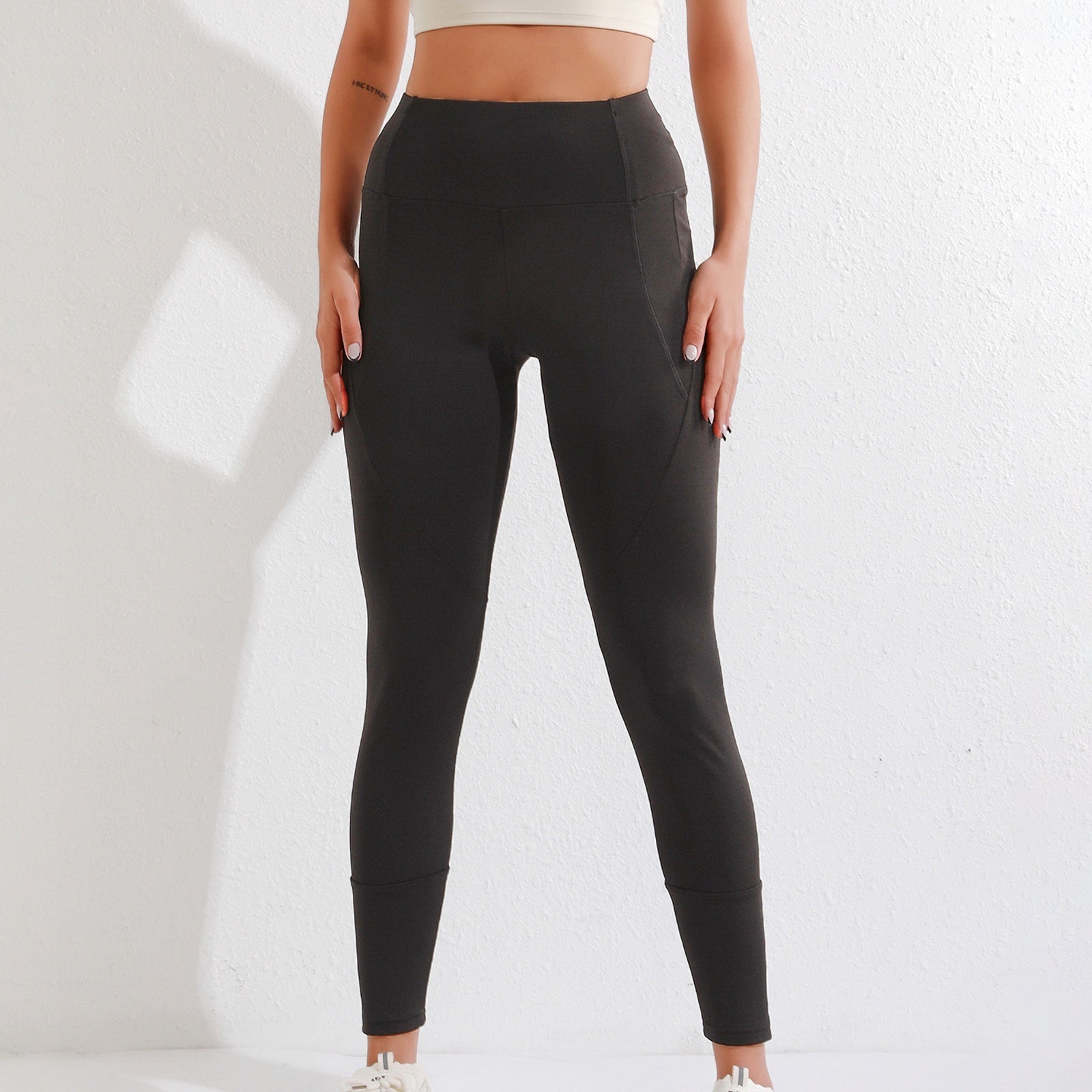 Women's Tight Elastic High Waist Leggings With Zipper Pocket by DC-THE CEO