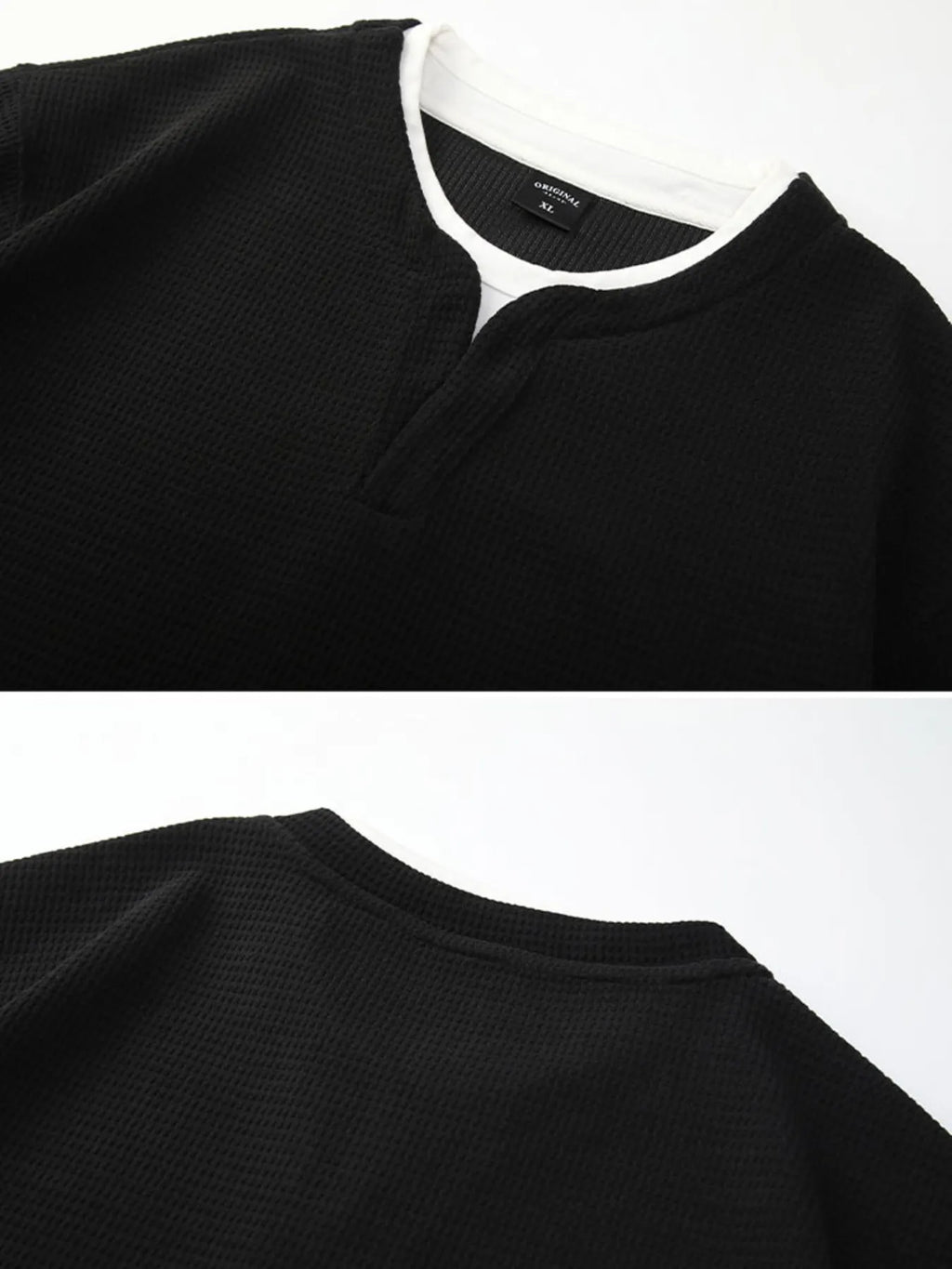 Men's Plus Size Waffle Knit Long Sleeve Top by Trendsi