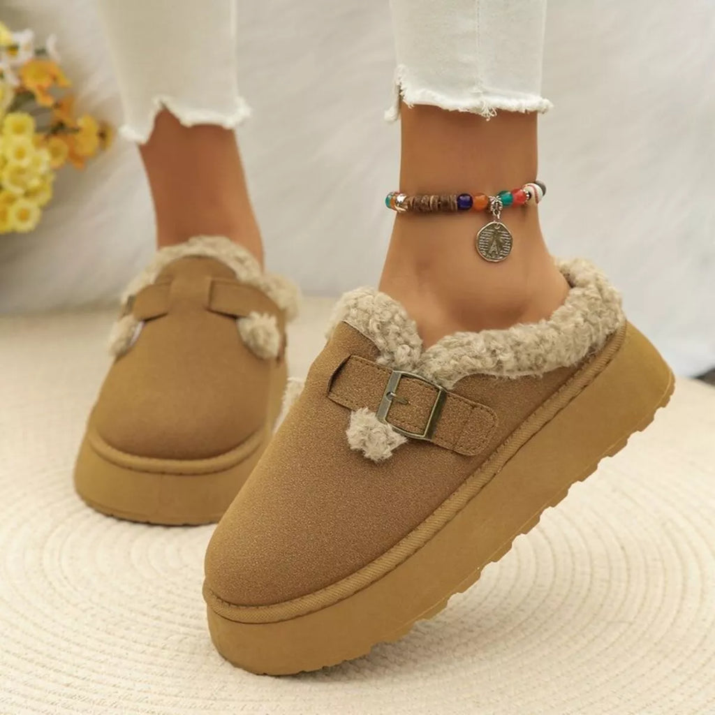 Round Toe Platform Fleece-Lined Slip-Ons by Trendsi