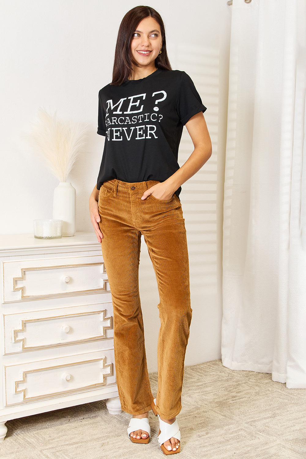 Simply Love Letter Graphic Round Neck T-Shirt by Trendsi