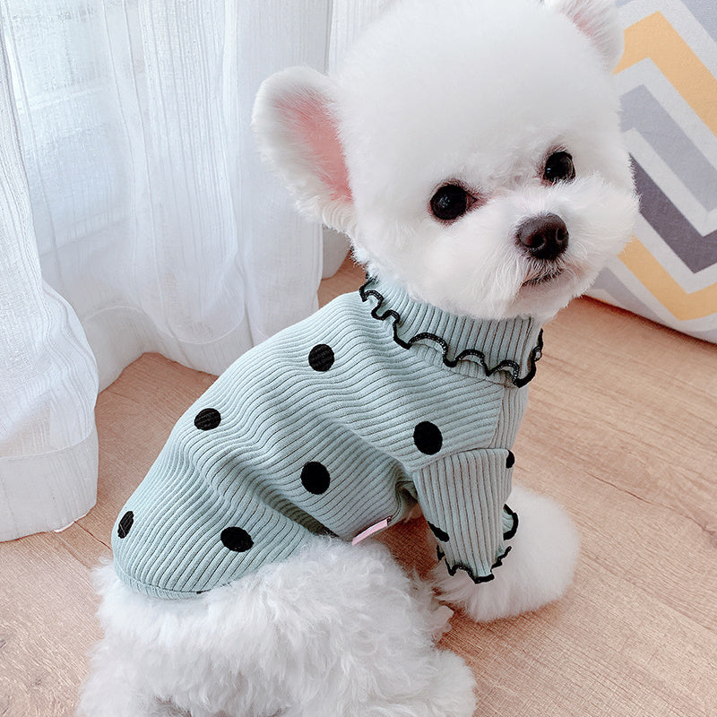 Dot turtleneck dog bottoming shirt by DC-THE CEO