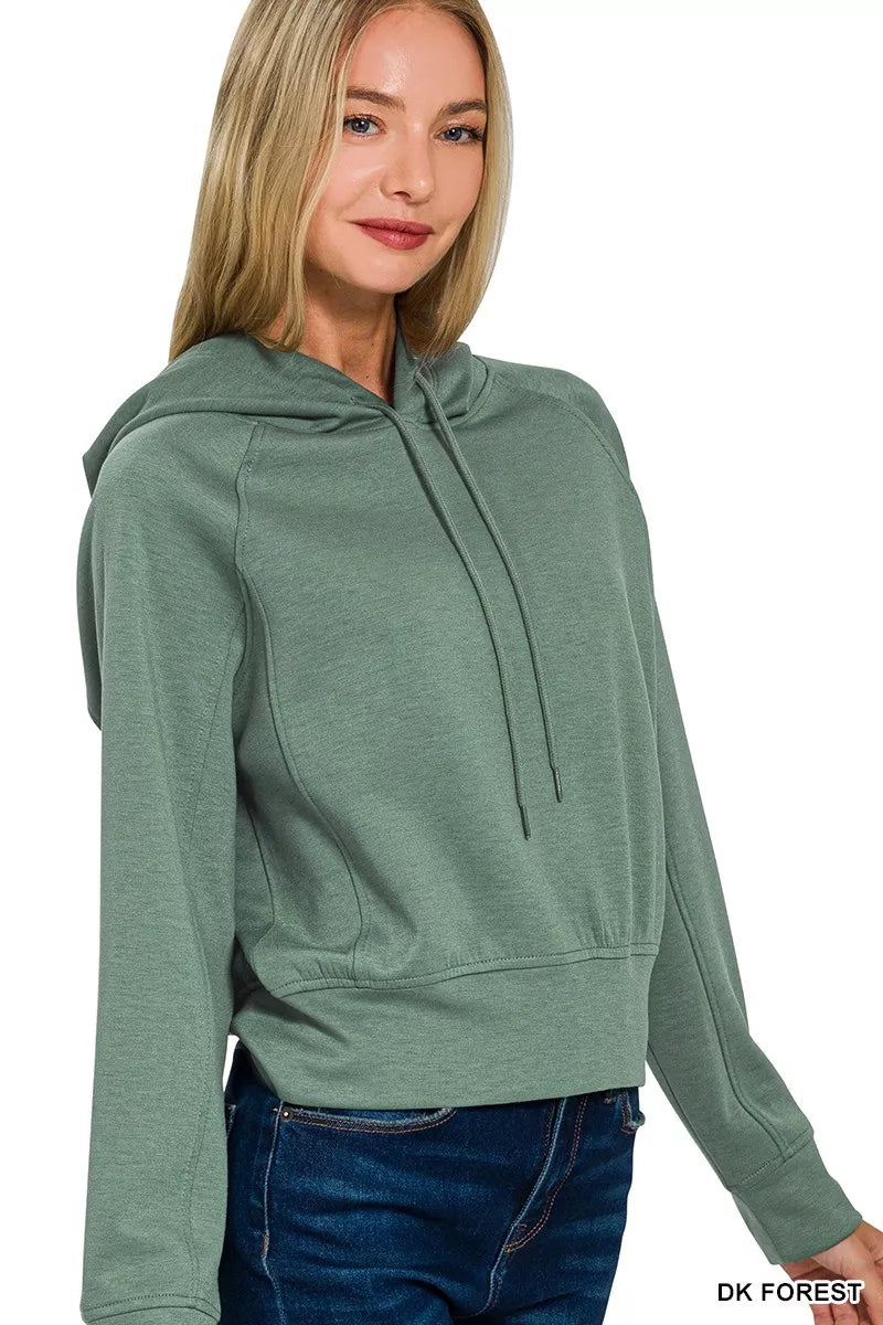 Zenana Drawstring Scuba Hoodie by Trendsi