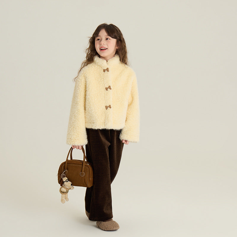 Furry Coat Children Single-layer Fleece-lined Warm-keeping Cotton Clothing by DC-THE CEO