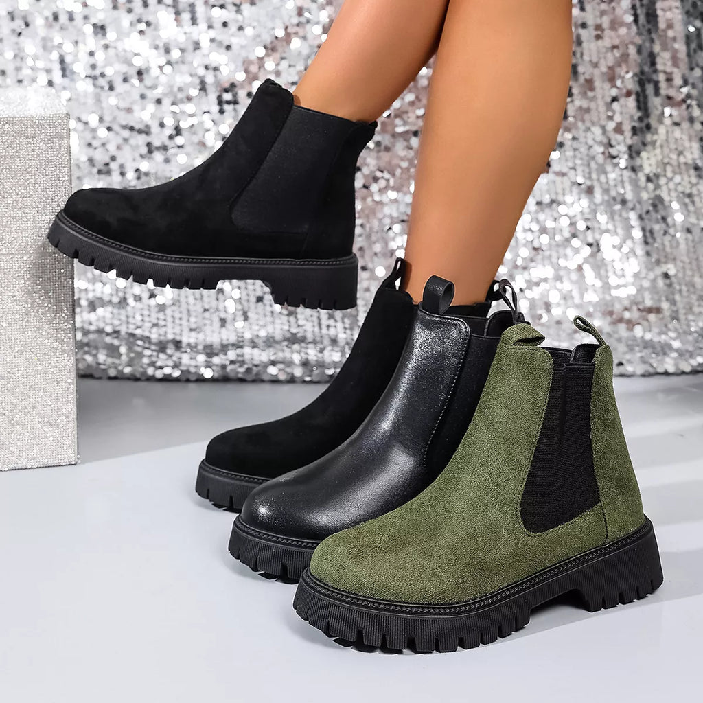 Elastic Side Panels Ankle Boots by Trendsi