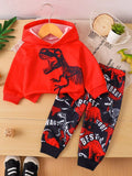 Children's Dinosaur Long Sleeve Hoodie and Pants Set by Trendsi