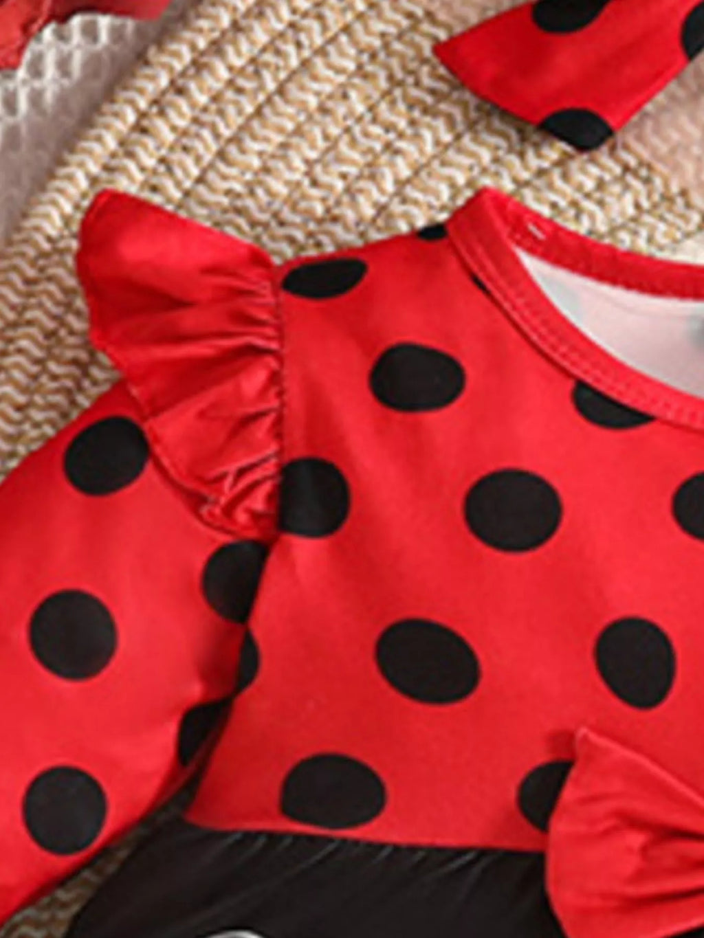 Children's Ladybug Print Ruffle Trim Top and Pants Set by Trendsi