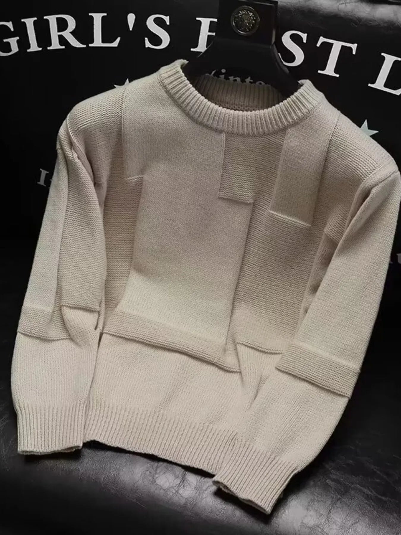 Men's Plus Size Round Neck Long Sleeve Sweater by Trendsi