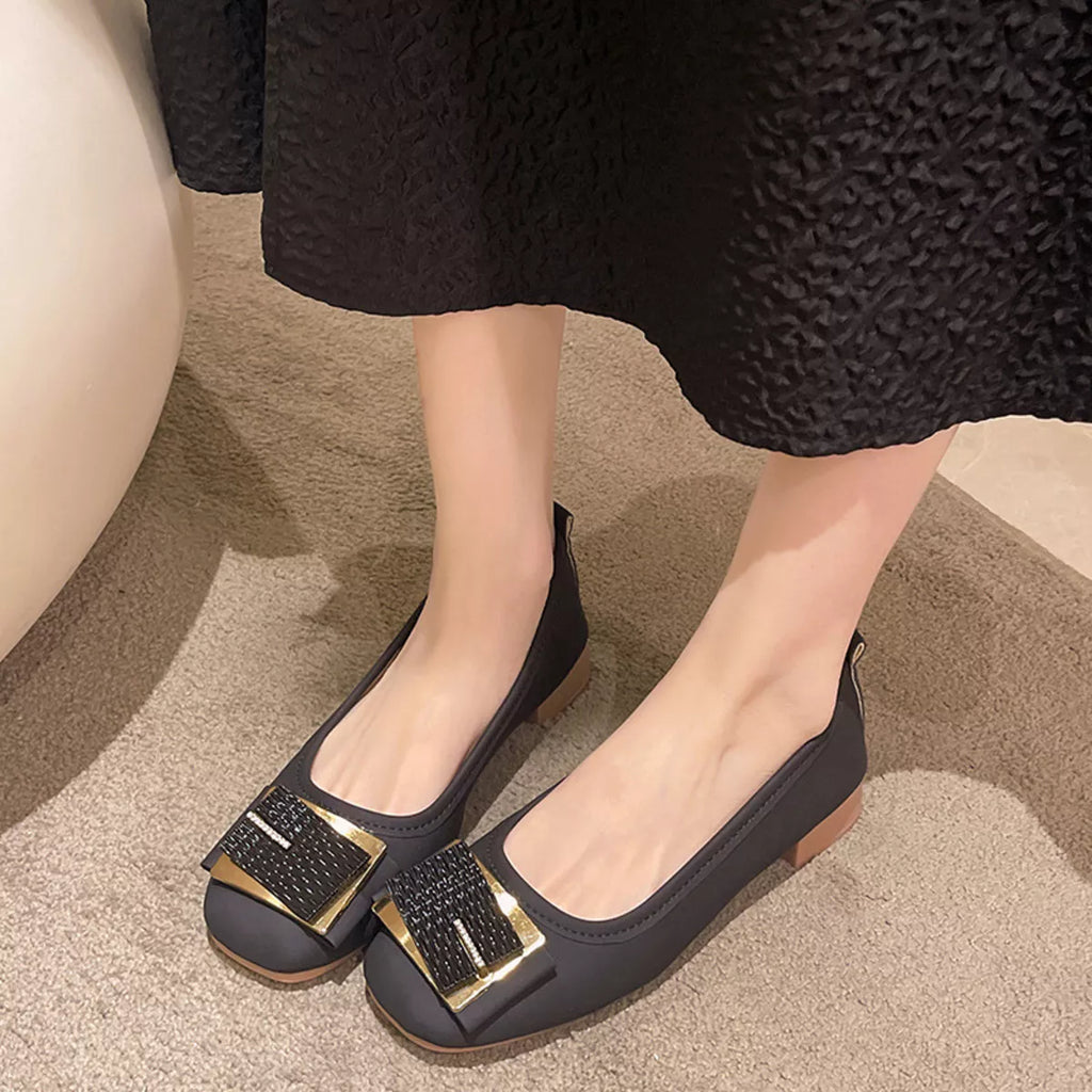 Round Toe Block Heels Slip-Ons by Trendsi
