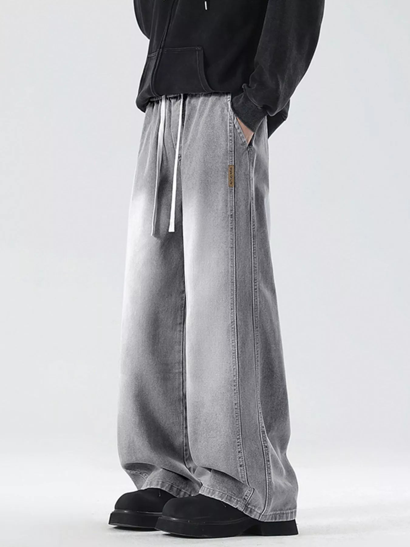 Men's Full Size Wash Wide Leg Jeans Plus Size by Trendsi