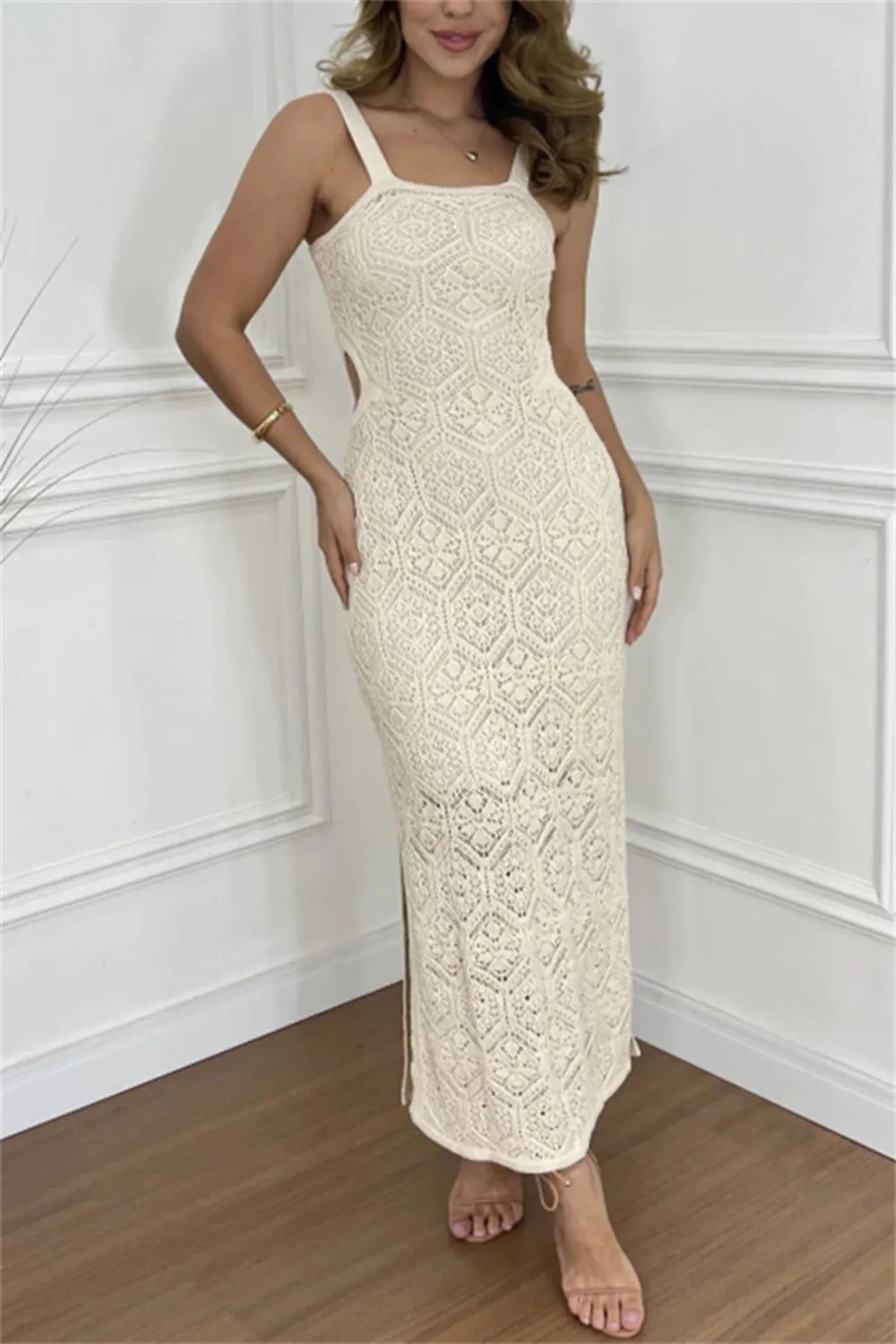 Cutout Side Slit Maxi Tank Dress by Trendsi