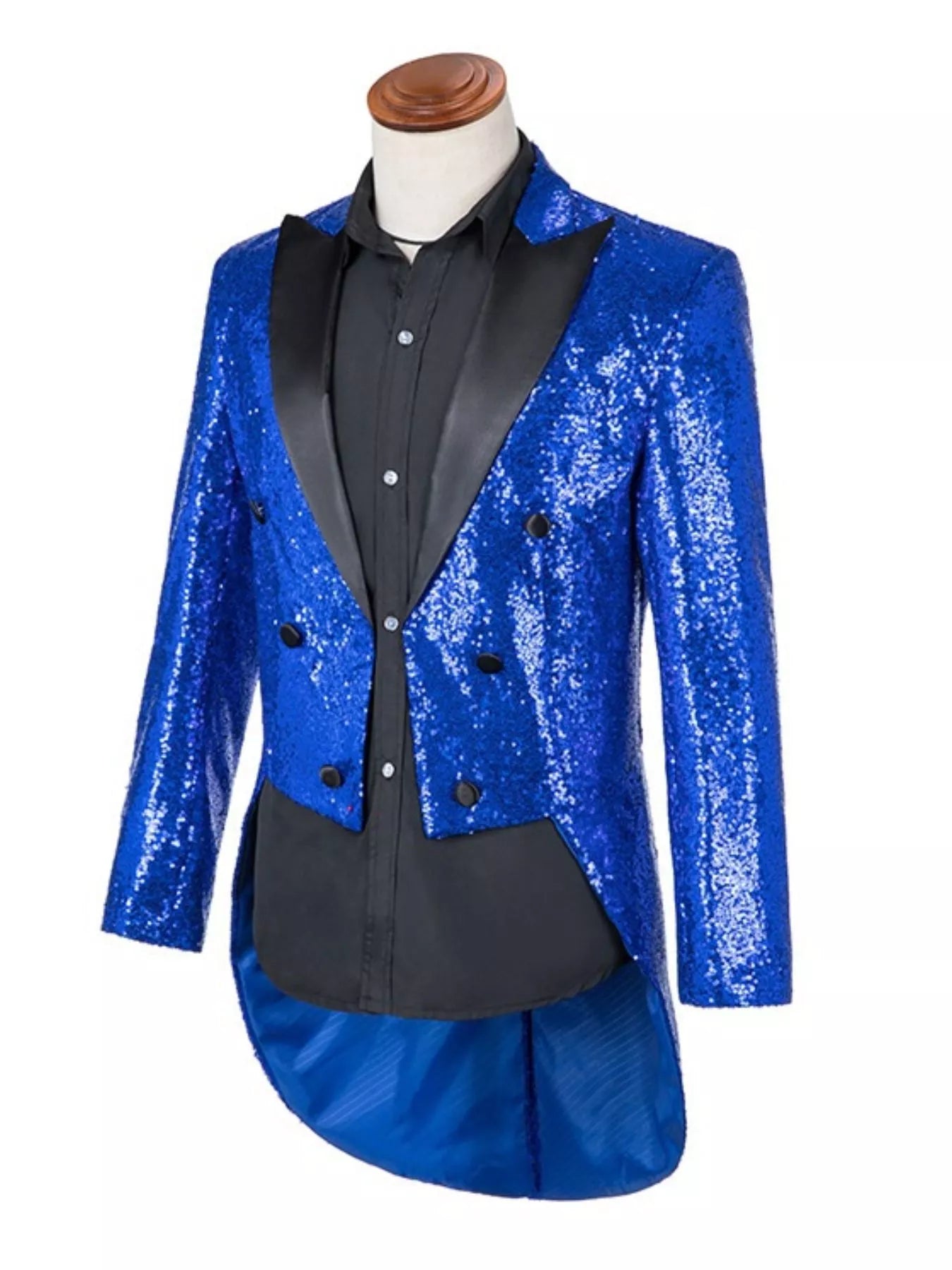 Men's Plus Size Sequin Button Up Long Sleeve Tailcoat Blazer by Trendsi