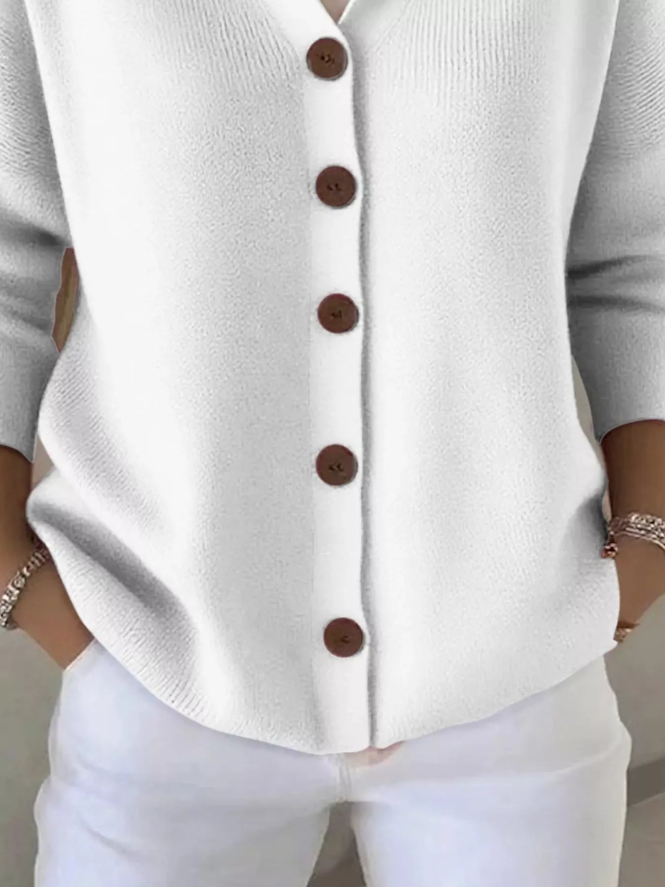 Full Size Hooded Button-Front Soft Knit Cardigan Plus Size by Trendsi