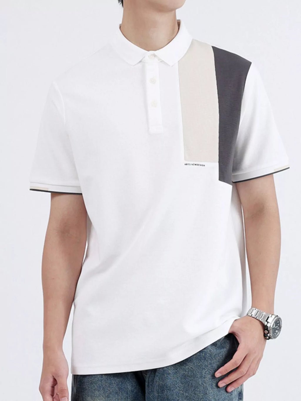Men's Plus Size Button Detail Short Sleeve Polo by Trendsi