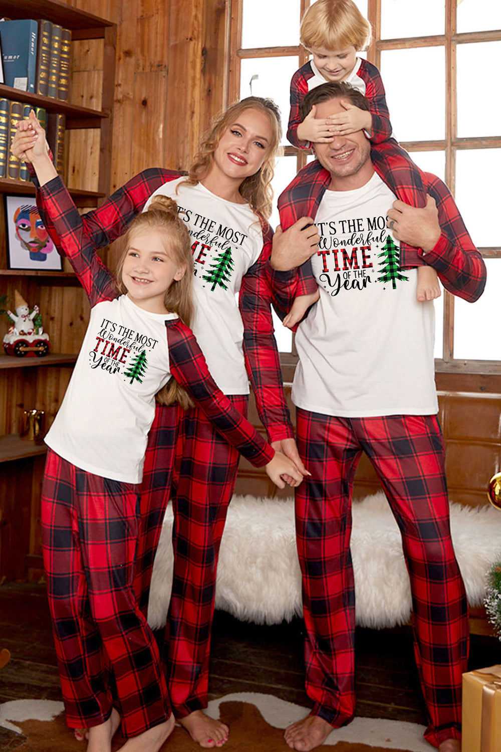 Slogan Graphic Top and Plaid Pants Set by Estely