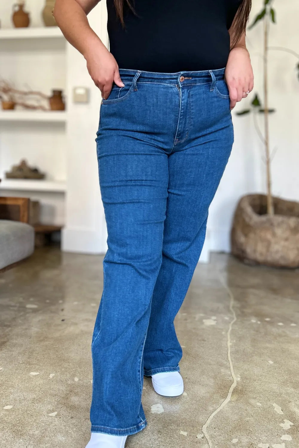 Judy Blue Full Size High Rise Straight Jeans by Trendsi