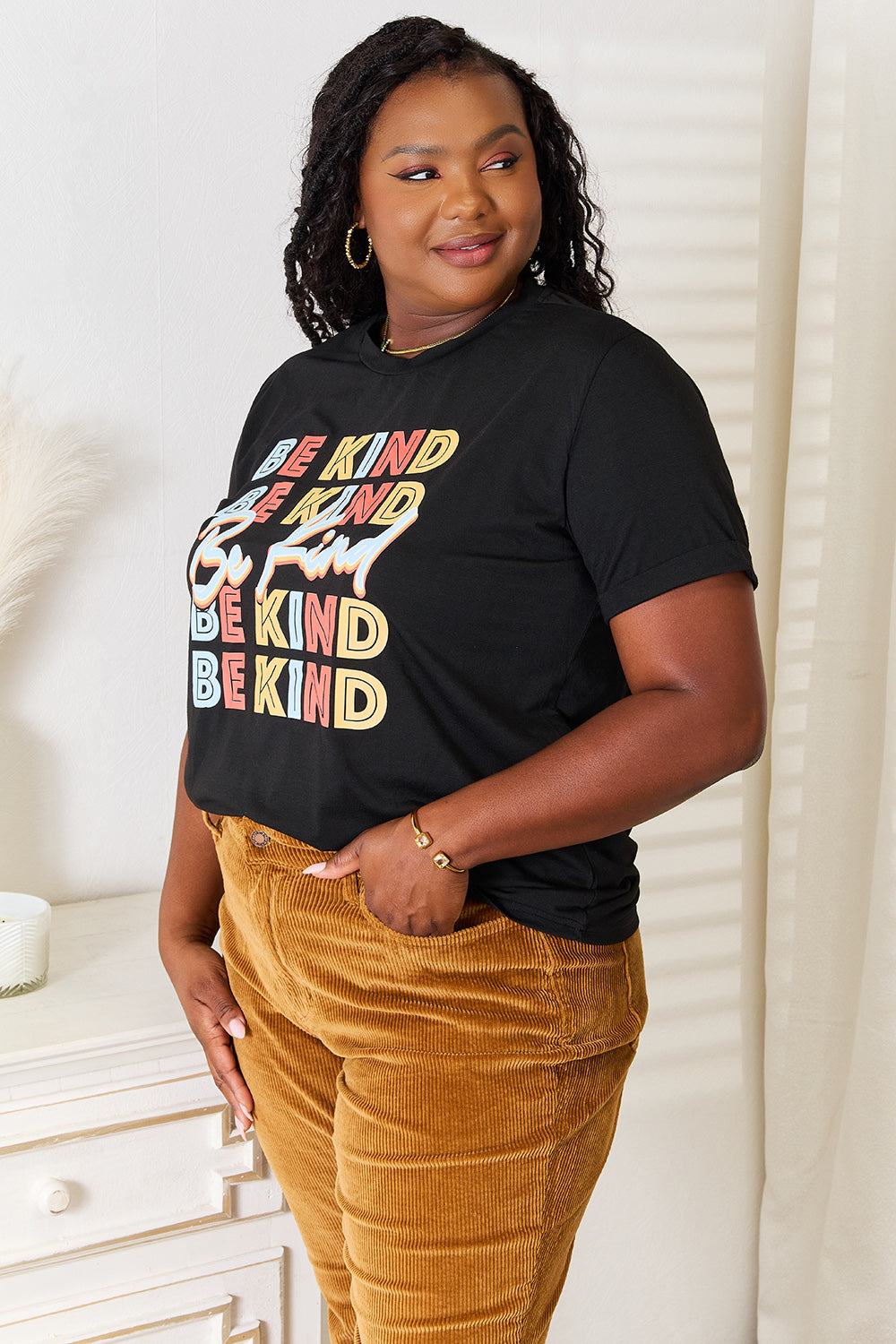 Simply Love BE KIND Graphic Round Neck T-Shirt by Trendsi