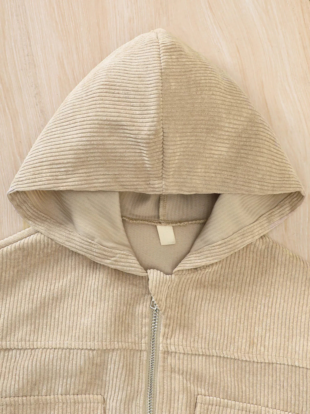 Children's Casual Corduroy Hooded Jacket by Trendsi