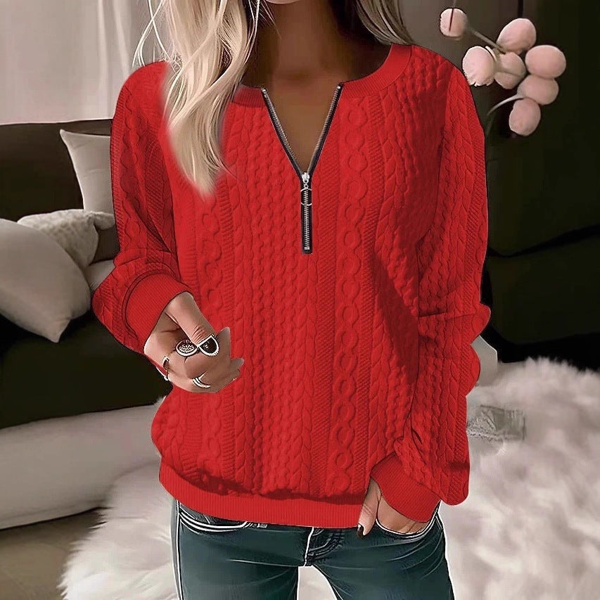 European And American Zipper Sweater Women's Coat Cardigan by DC-THE CEO