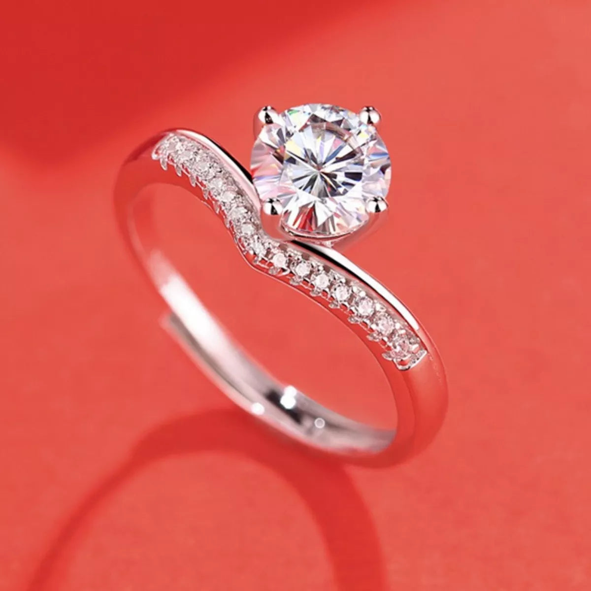 2 Carat Moissanite 925 Sterling Silver Ring by Trendsi