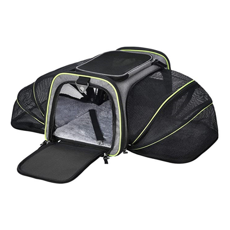 Carrier For Cat Pet Airline Approved Expandable Foldable Soft Dog Carrier Opened Doors Reflective Tapes Cat Travel Bag by DC-THE CEO