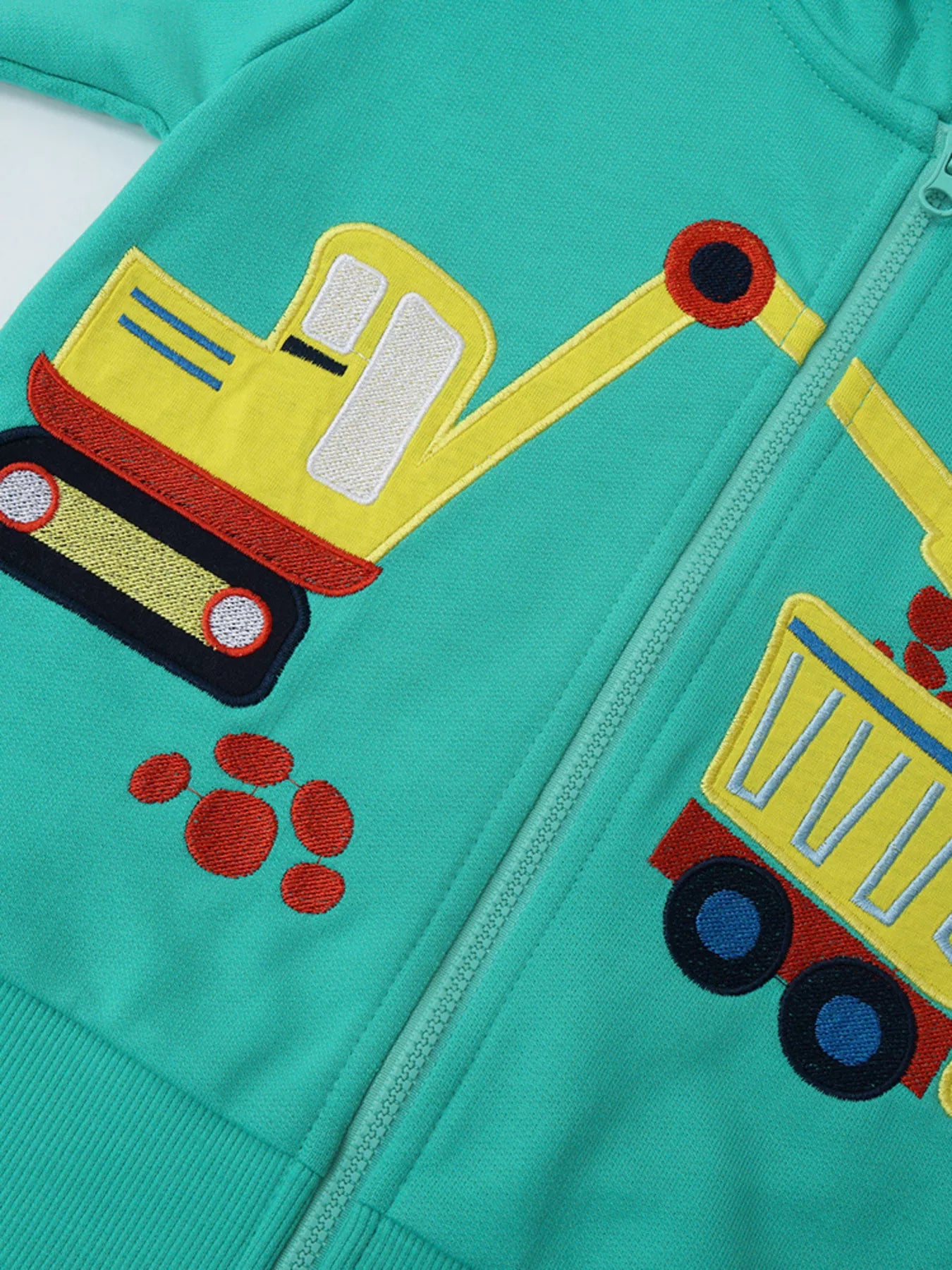 Children's Cartoon Construction Vehicle Zip-Up Hoodie by Trendsi