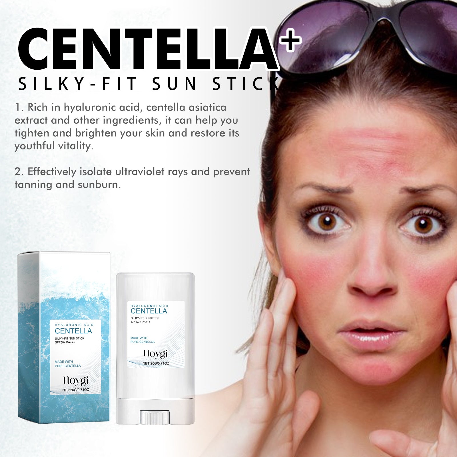 Hoygi Hyaluronic Acid Sunscreen Stick Gentle Moisturizing UV Protection For Sunburned And Reddened Skin by DC-THE CEO