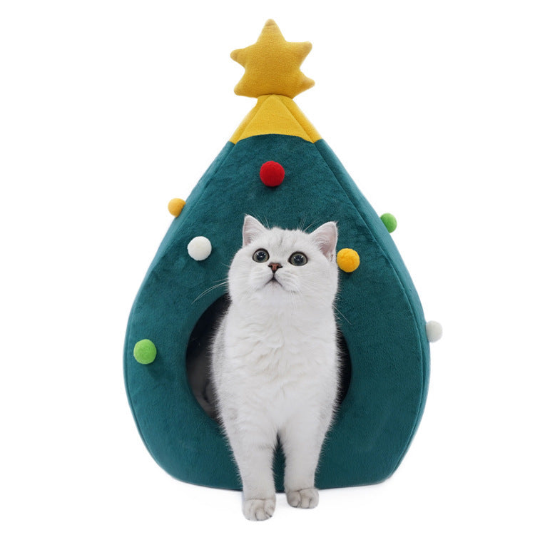 Pet Christmas Tree Cat Cat Bed Cat Mat Kennel Felt Litter Cat Supplies by DC-THE CEO