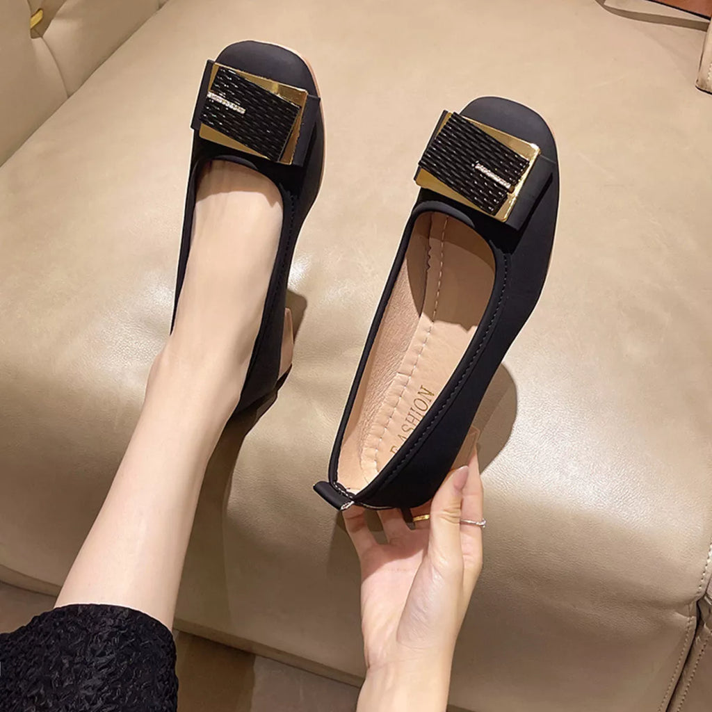 Round Toe Block Heels Slip-Ons by Trendsi