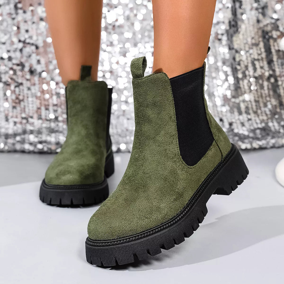 Elastic Side Panels Ankle Boots by Trendsi