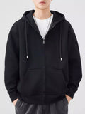 Men's Plus Size Solid Color Zip-Up Hoodie by Trendsi