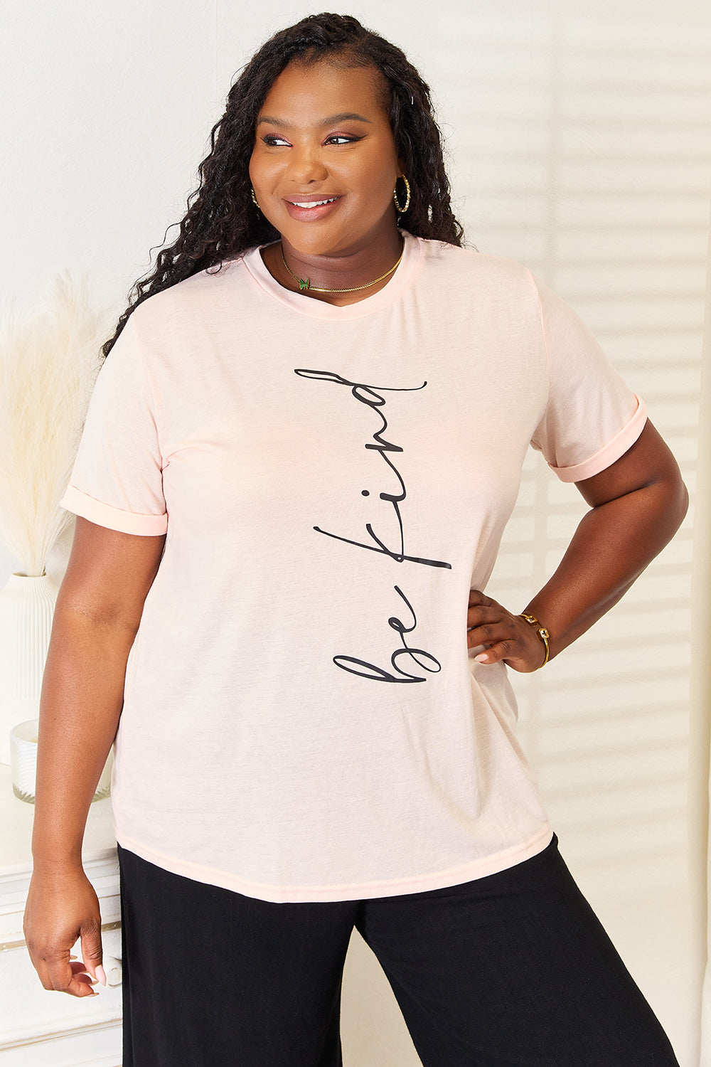 Simply Love BE KIND Graphic Round Neck T-Shirt by Trendsi