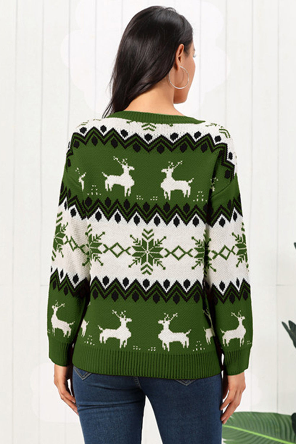 Reindeer Round Neck Sweater by Trendsi