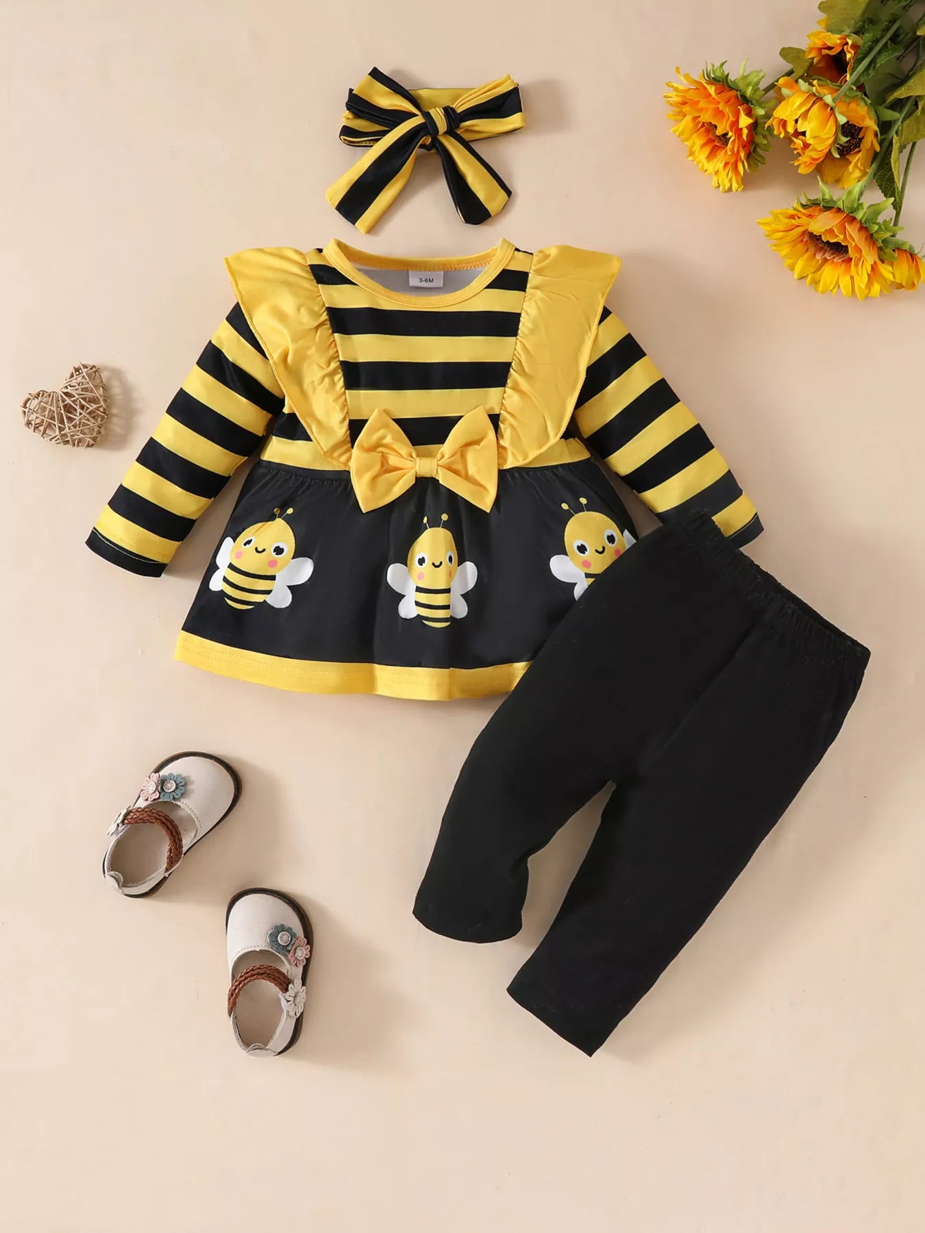 Children's Ruffled Top and Pants Set with Headband by Trendsi