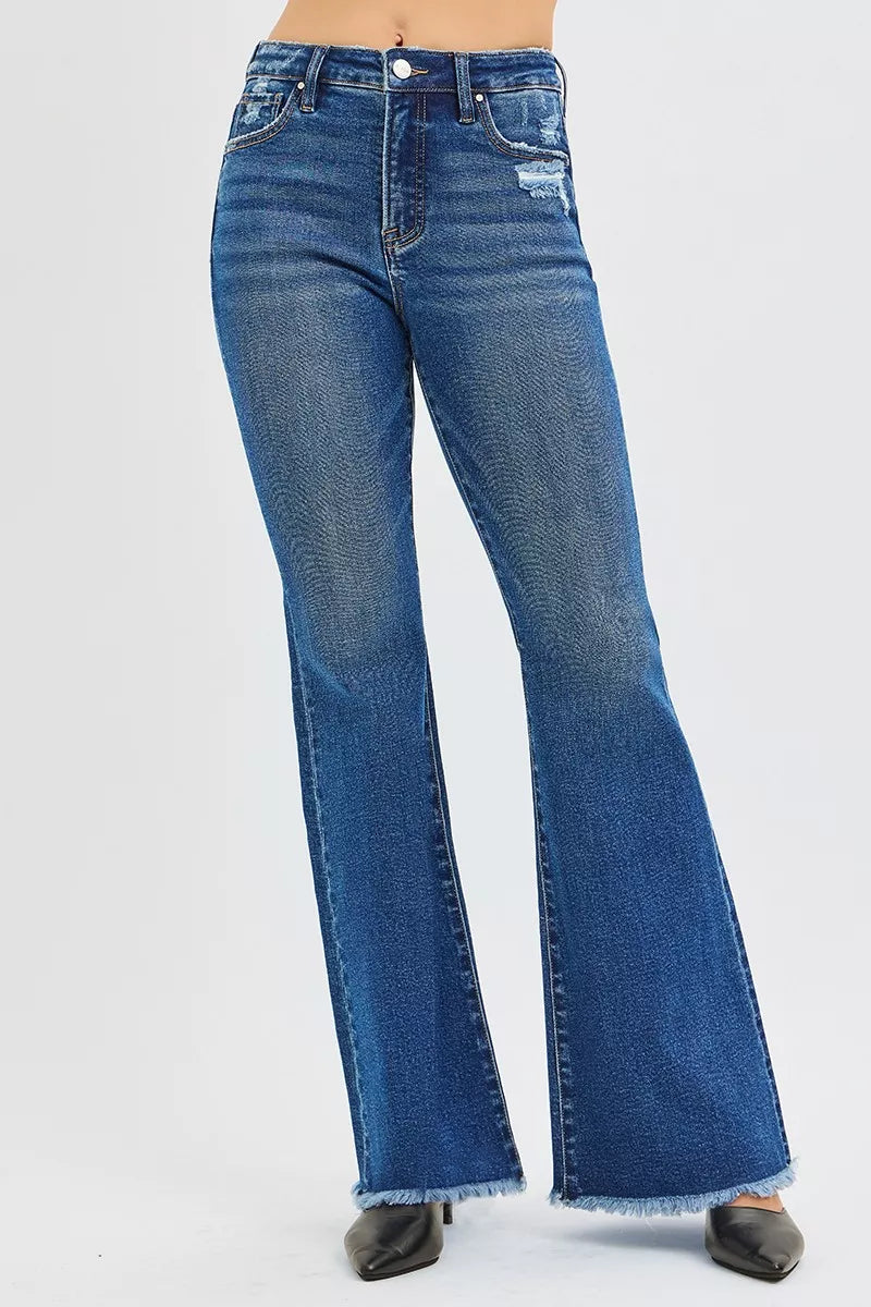 RISEN High Rise Flare Jeans by Trendsi