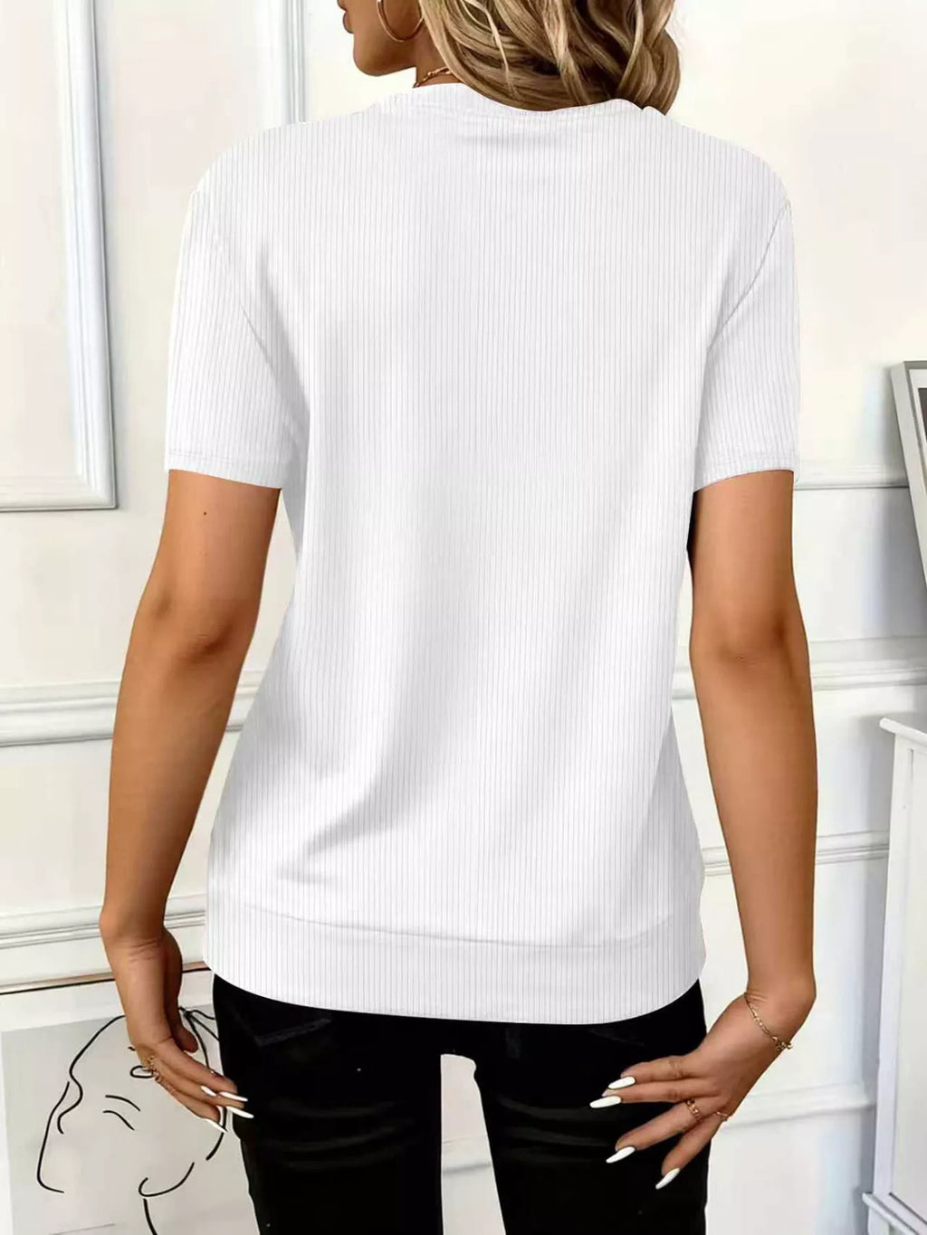 Half Zip Short Sleeve Top by Trendsi