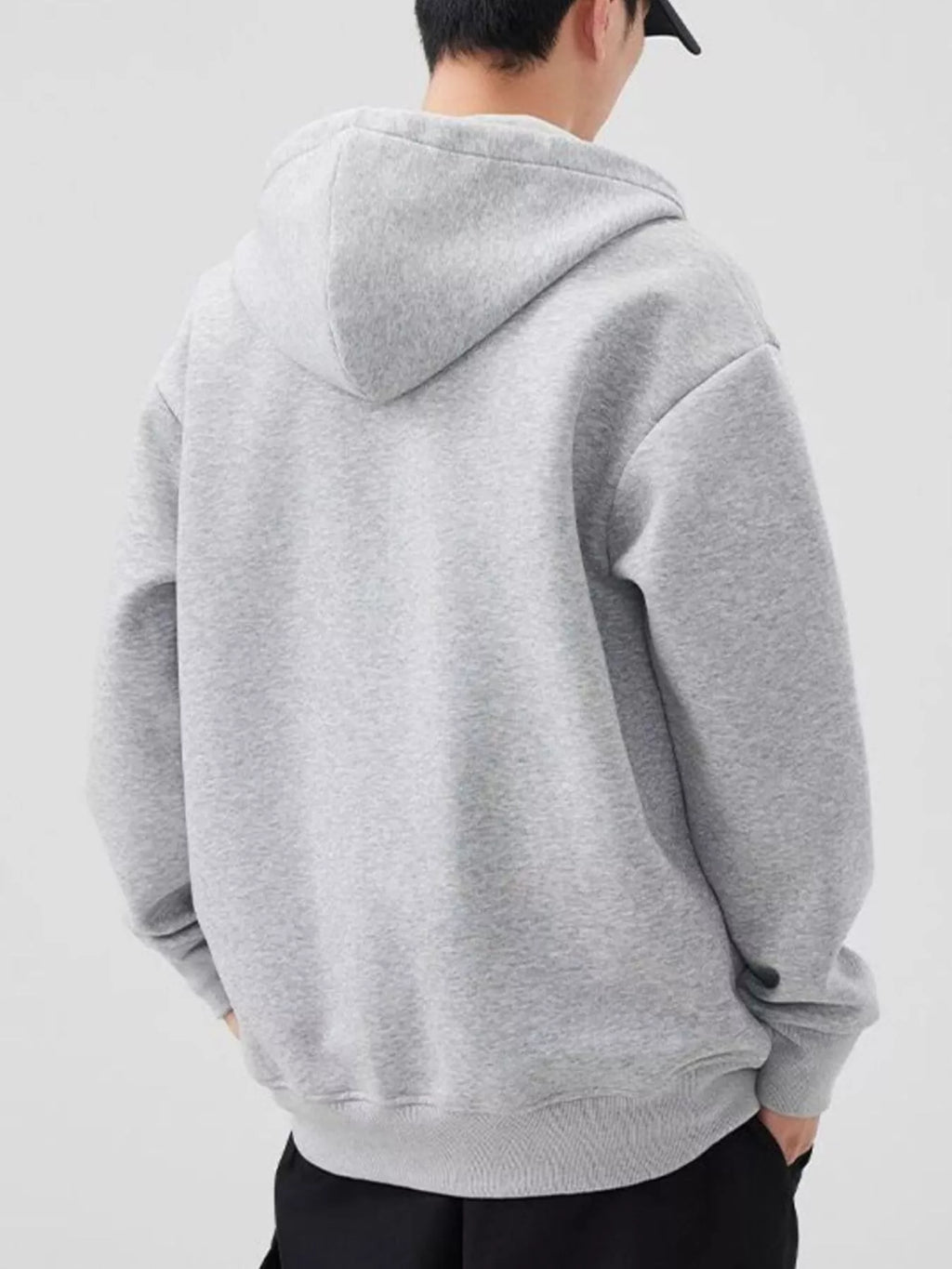 Men's Plus Size Solid Color Zip-Up Hoodie by Trendsi