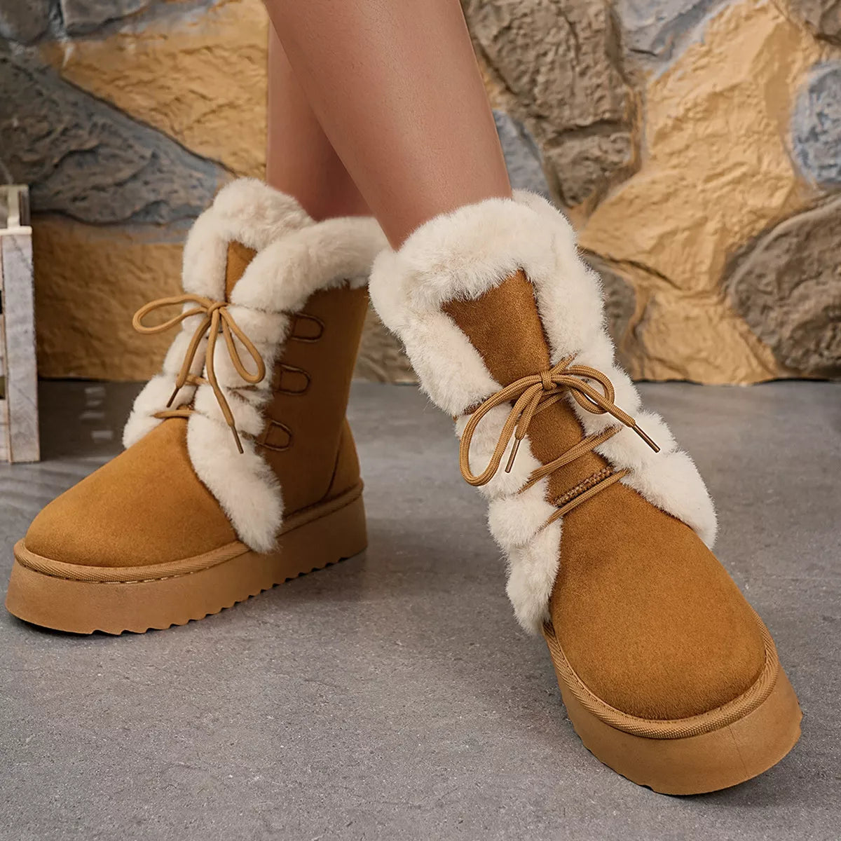 Round Toe Platform Boots by Trendsi