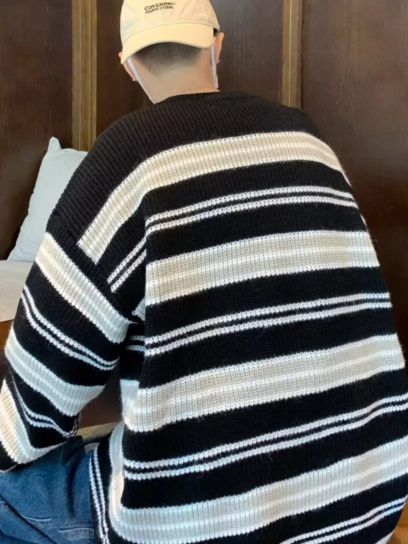 Men's Striped Knit Pullover Sweater by Trendsi
