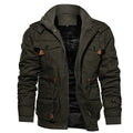 Winter Zip-up Coat Warm Thickened Detachable Hooded Jacket Multi-pocket Button Drawstring Long Sleeve Tops Men's Cargo Clothing by Estely