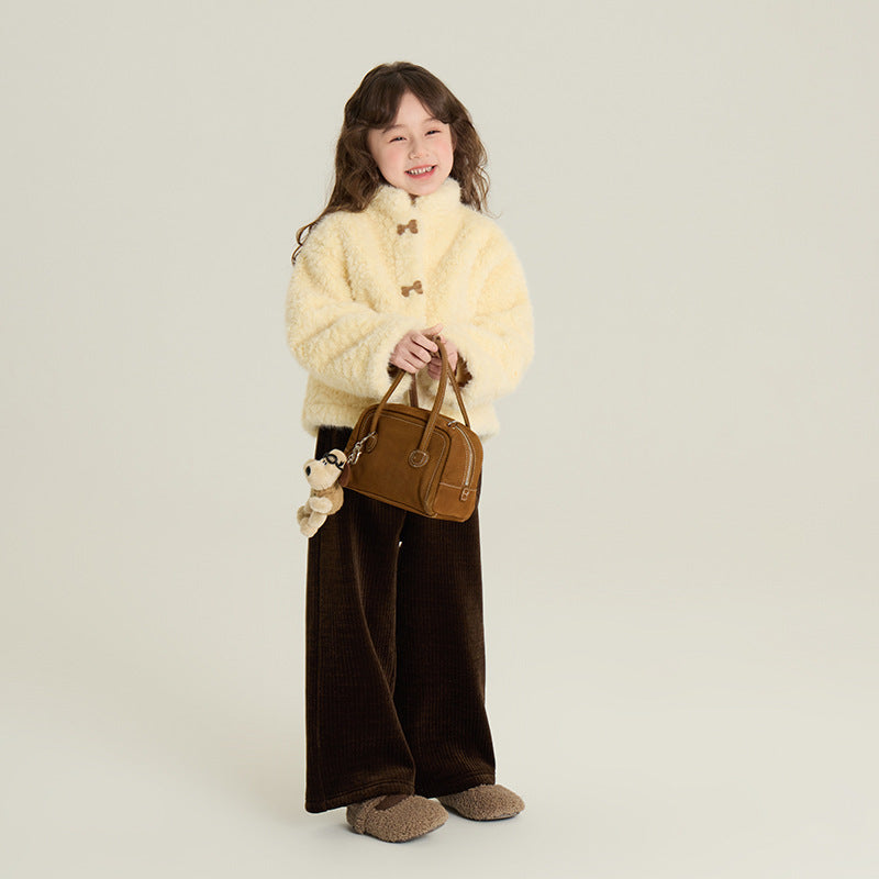 Furry Coat Children Single-layer Fleece-lined Warm-keeping Cotton Clothing by DC-THE CEO
