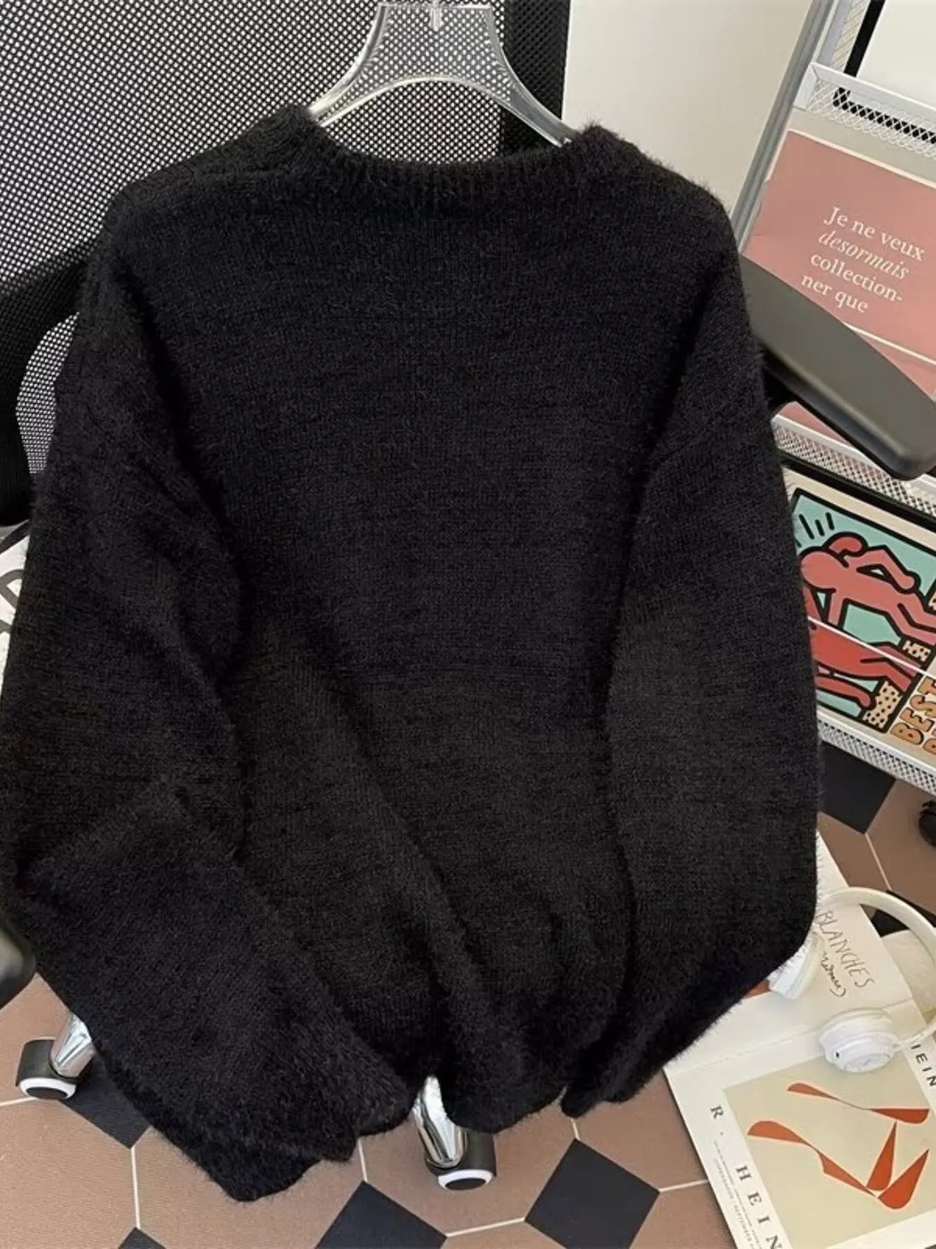 Men's Plus Size Cute Cat Pattern Knitted Pullover by Trendsi