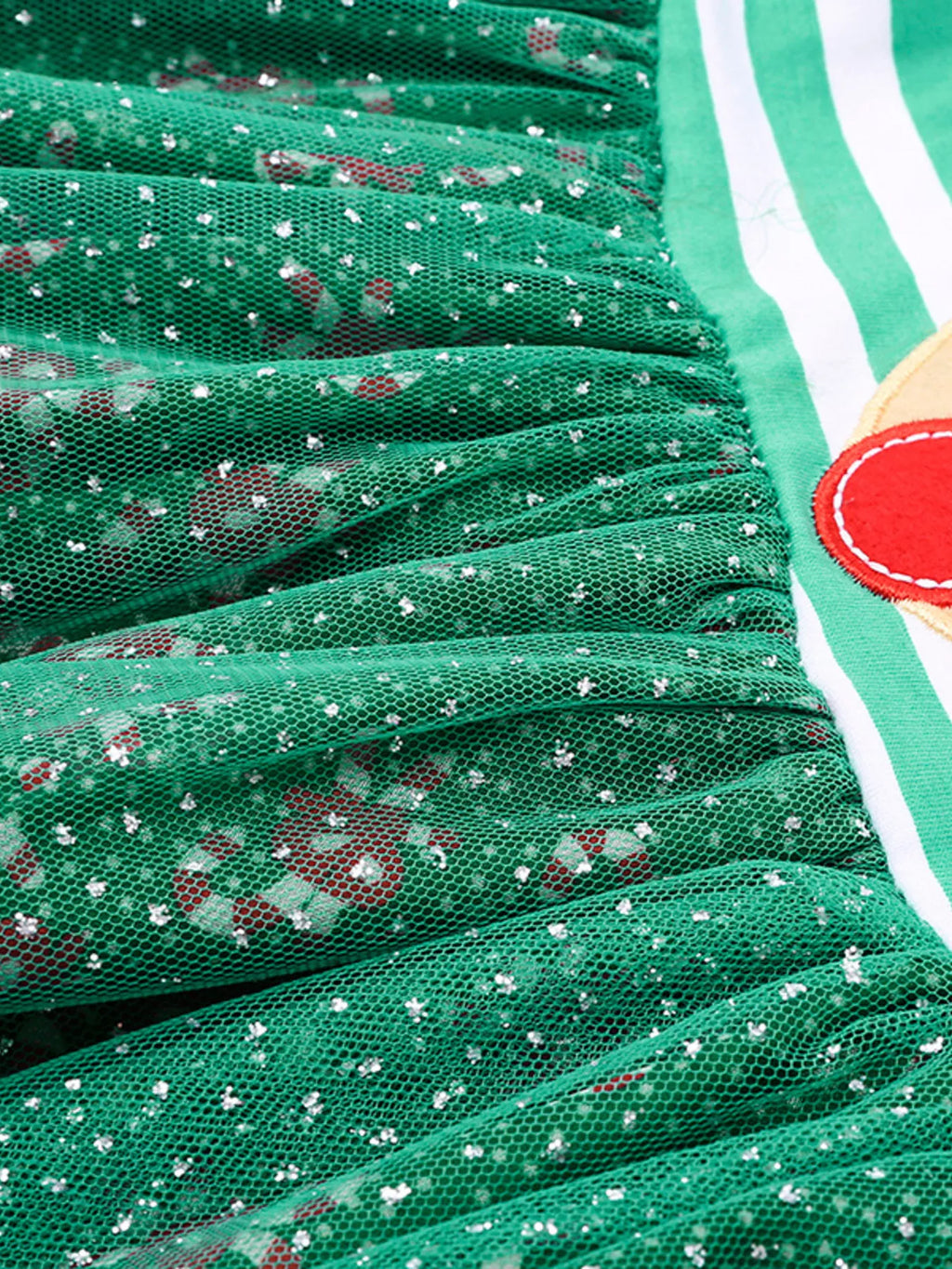 Children's Christmas Reindeer Applique Striped Long Sleeve Dress by Trendsi