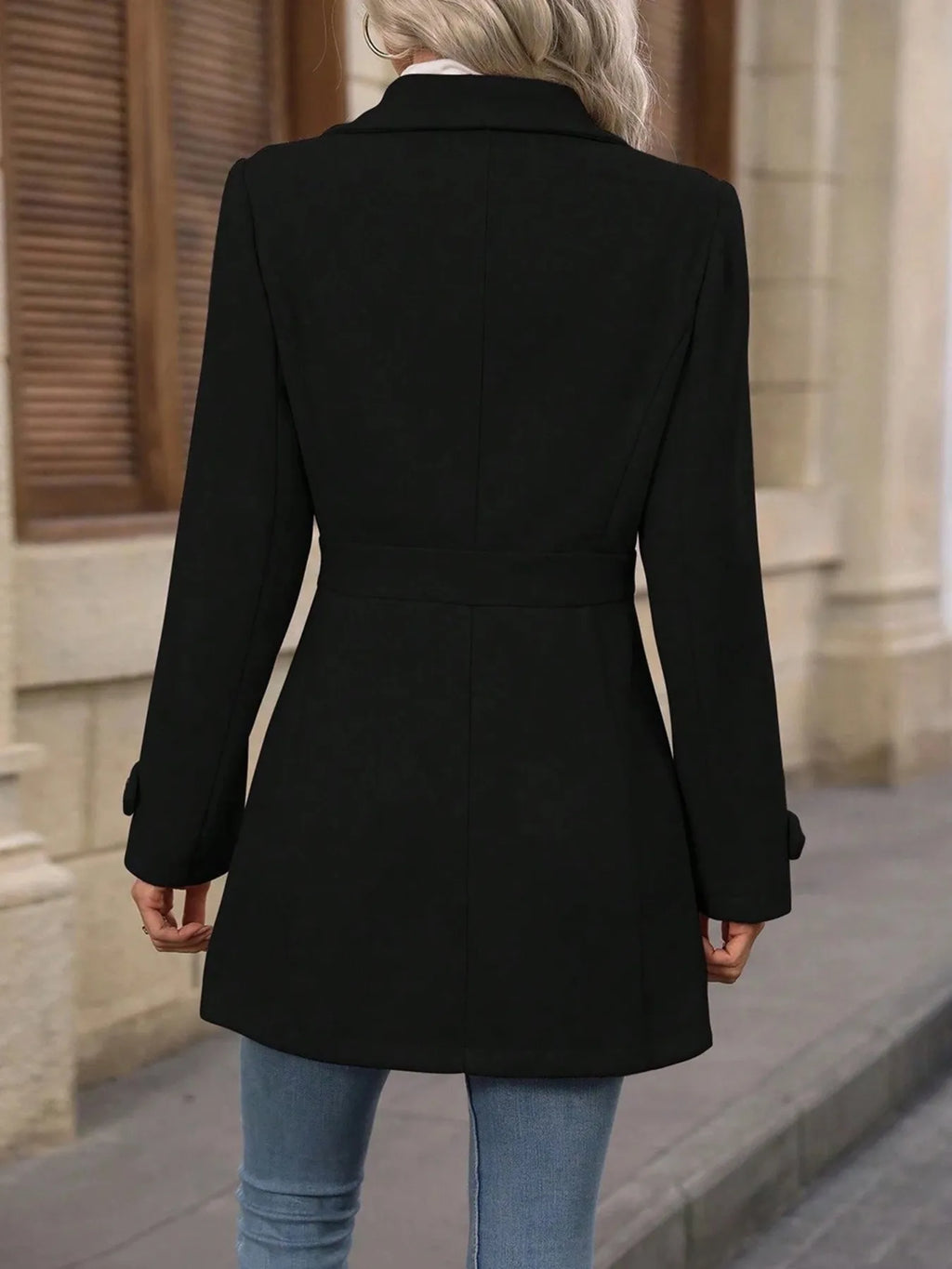 Button Up Long Sleeve Coat by Trendsi