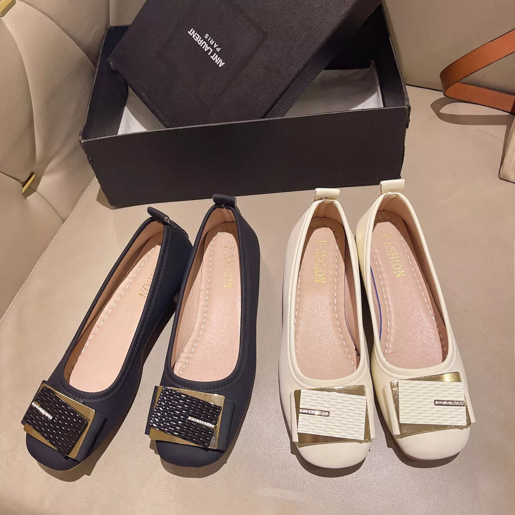 Round Toe Block Heels Slip-Ons by Trendsi
