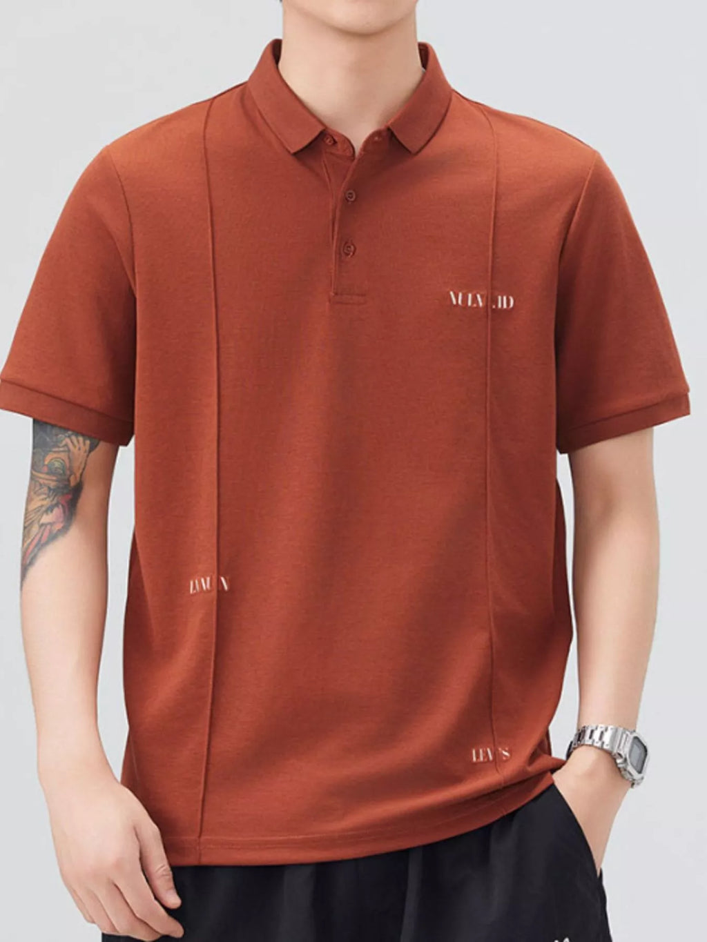 Men's Plus Size Button Detail Short Sleeve Polo by Trendsi
