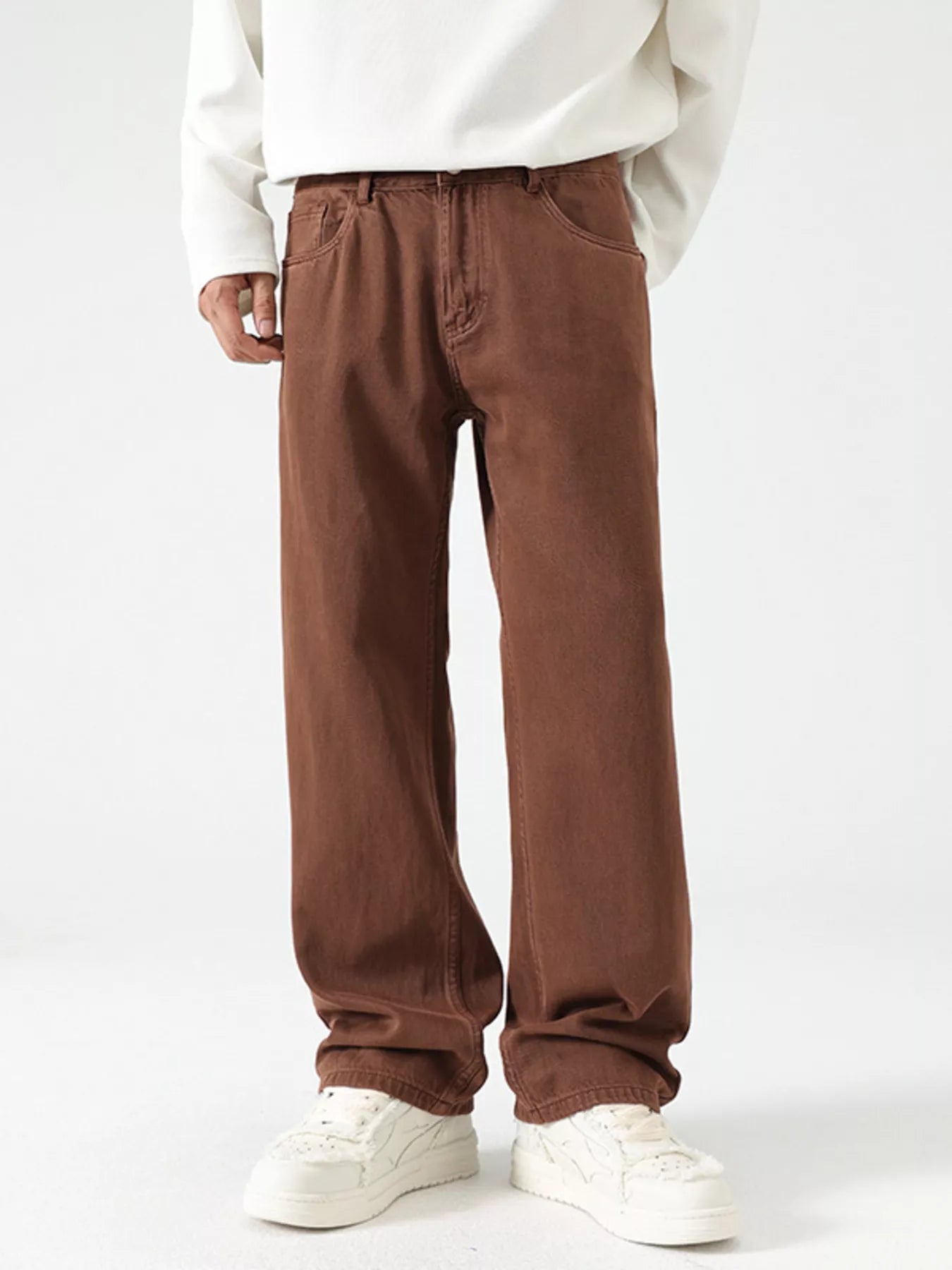 Men's Vintage Wash Wide Leg Jeans by Trendsi