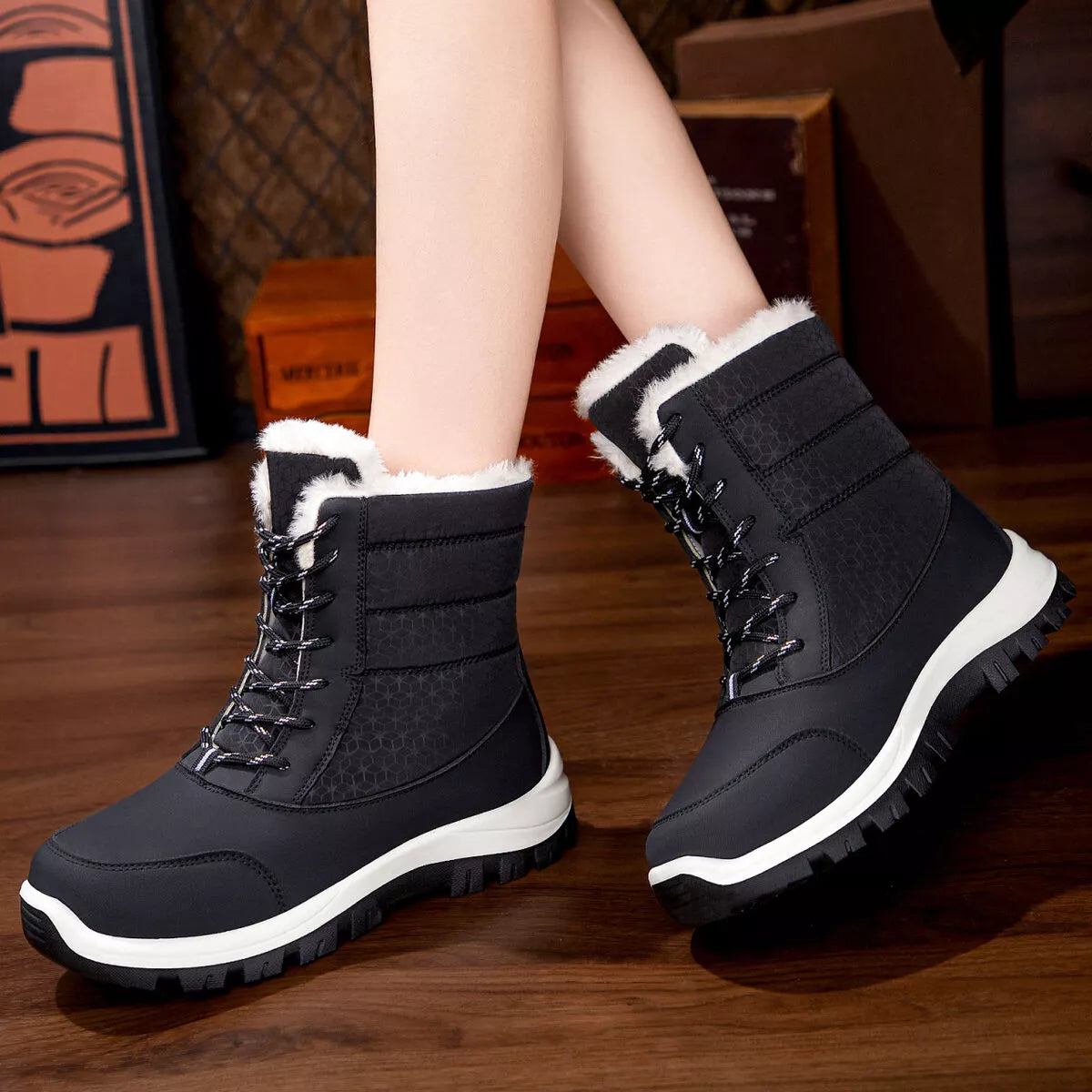 Winter Waterproof Snow Boots with Warm Fur Lining by Trendsi